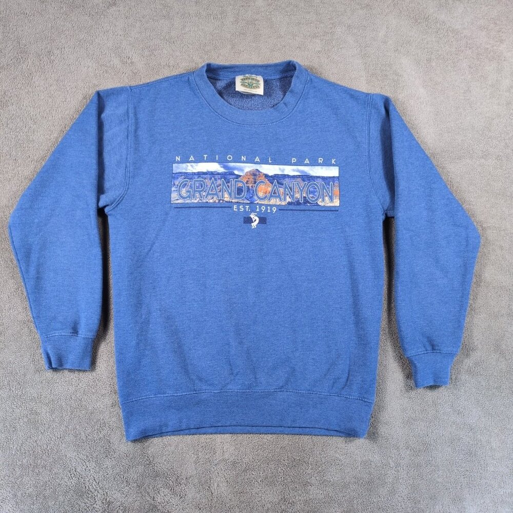 Fred Harvey Grand Canyon National Park Sweatshirt Mens‎ Small Blue Fleece Lined